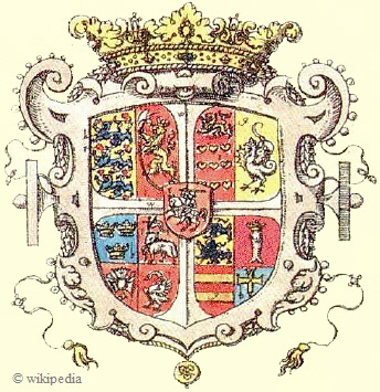 Das daenische Wappen mit den drei Kronen aus dem 16. Jahrhundert
