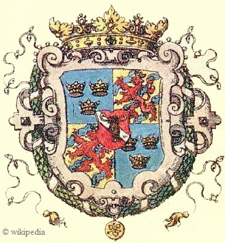 Das schwedische Drei-Kronen-Wappen Tre Kronor aus dem 14. Jahrhundert