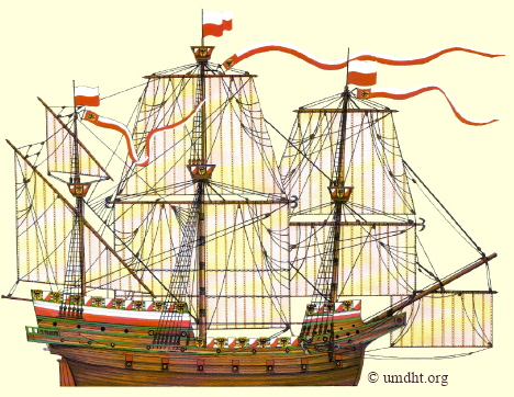 Das lbische Flaggschiff, die Galeone De Engel aus dem Jahre 1564